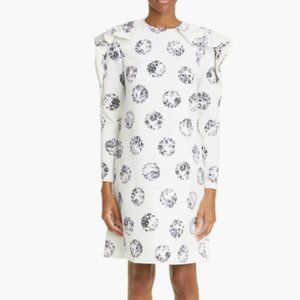 LELA ROSE FLORAL PRINT BOW LONG SLEEVE SHIFT DRESS sz 14